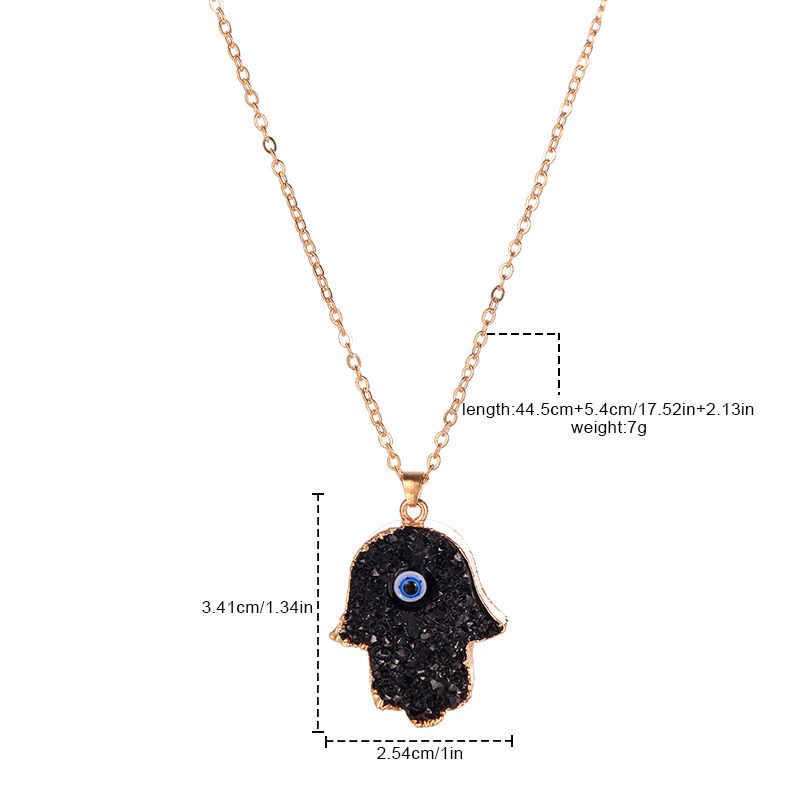 Fashion Devilu0027S Eye Hand Of Fatima Alloy Resin Womenu0027S Pendant Necklace 1 Piece