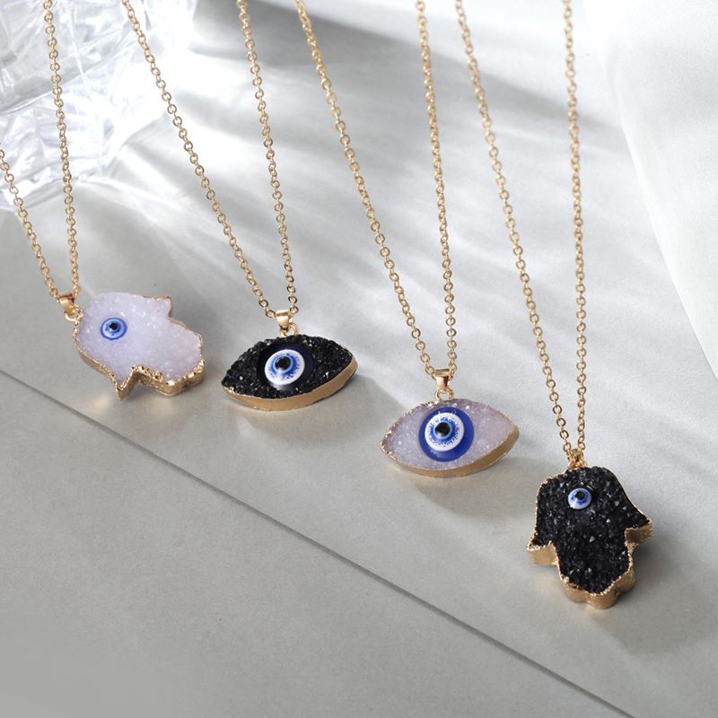 Fashion Devilu0027S Eye Hand Of Fatima Alloy Resin Womenu0027S Pendant Necklace 1 Piece