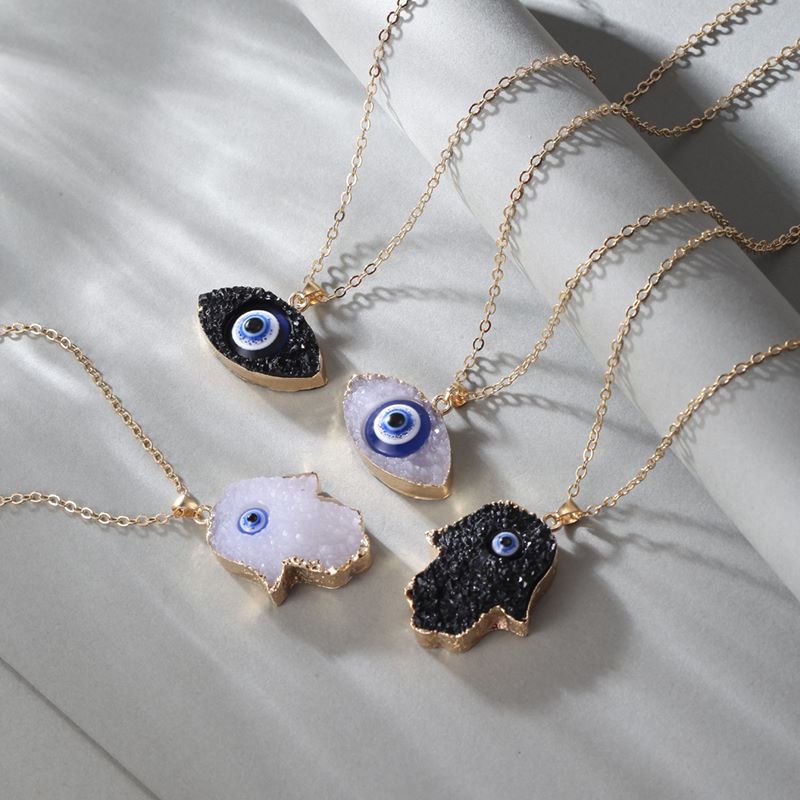 Fashion Devilu0027S Eye Hand Of Fatima Alloy Resin Womenu0027S Pendant Necklace 1 Piece