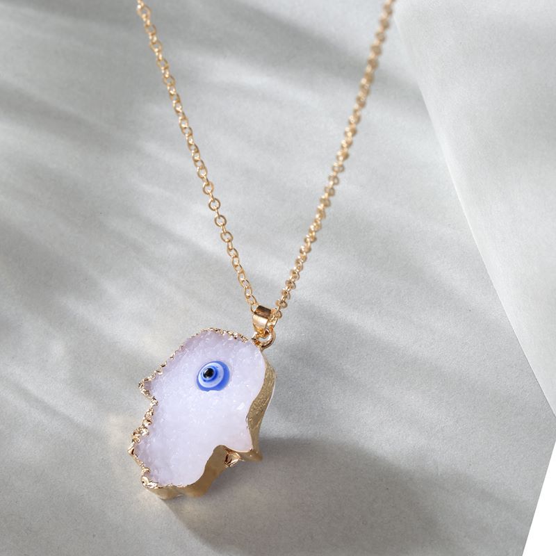 Fashion Devilu0027S Eye Hand Of Fatima Alloy Resin Womenu0027S Pendant Necklace 1 Piece