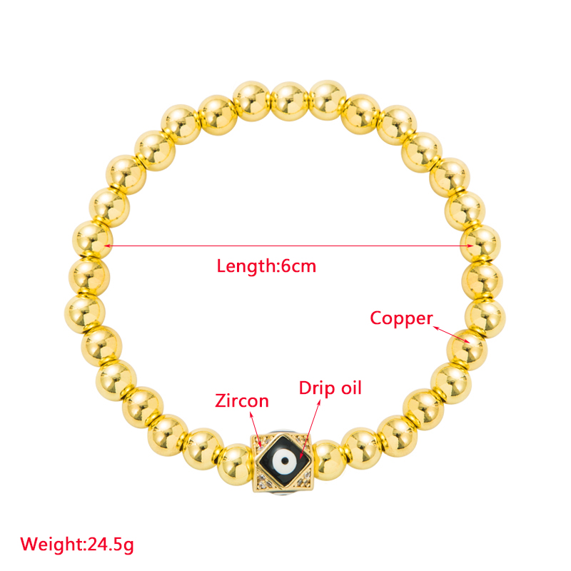 Hip-Hop Eye Copper Beaded Enamel Gold Plated Zircon Bracelets 1 Piece