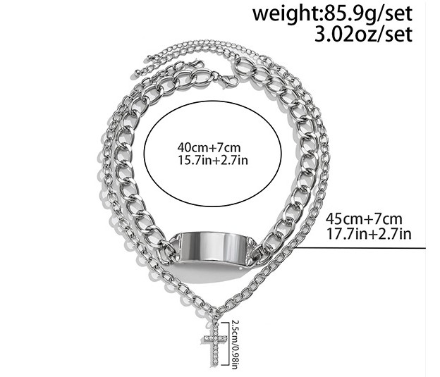 Fashion Cross Alloy Inlay Rhinestones Menu0027S Layered Necklaces