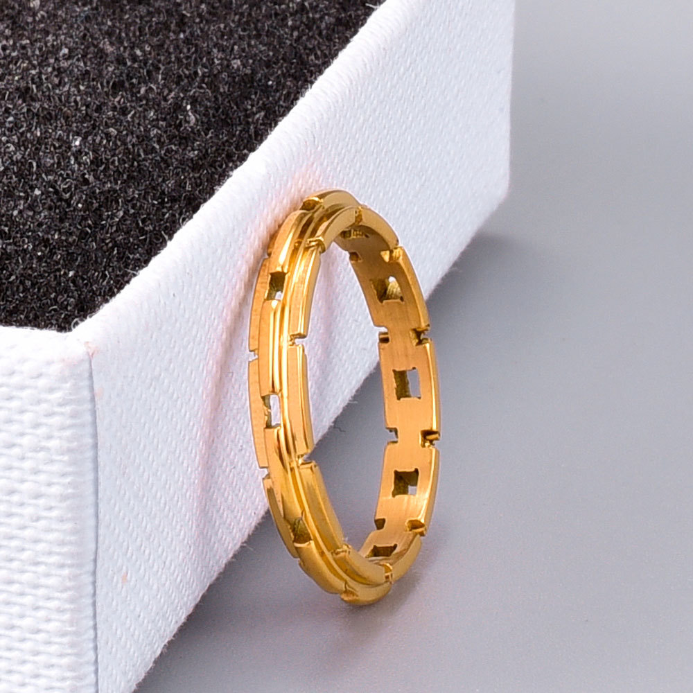 Fashion Geometric Titanium Steel Gold Plated Rings 1 Piece