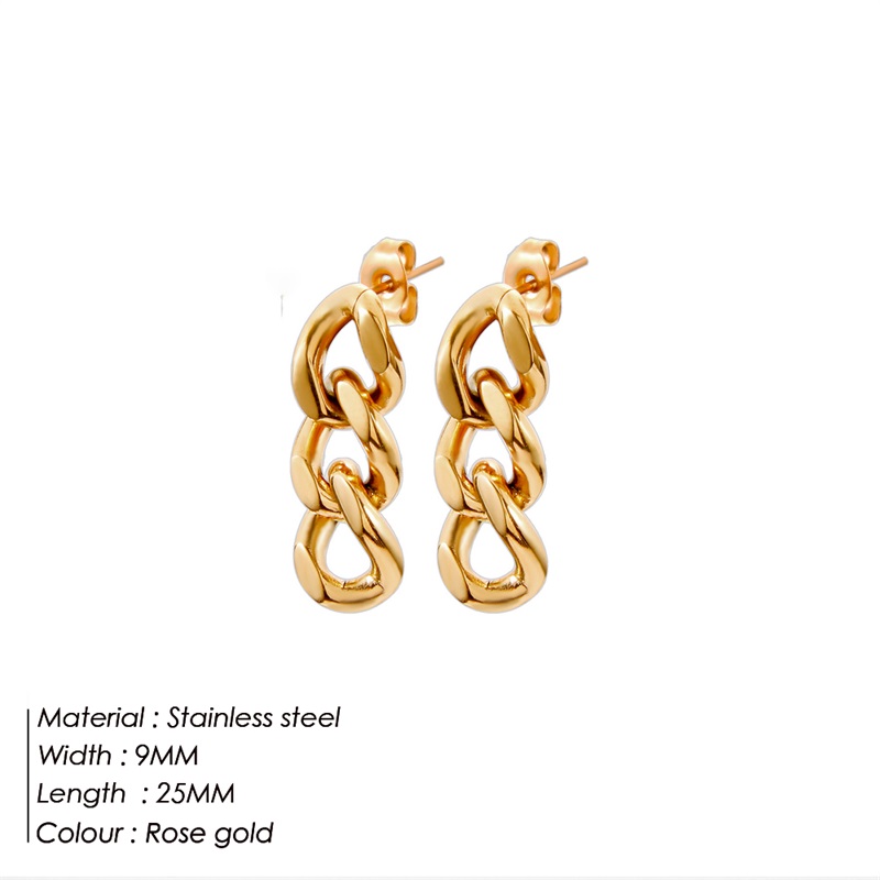 Fashion Solid Color Stainless Steel Plating Chain Hollow Out Drop Earrings 1 Pair