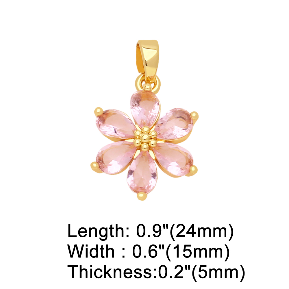 Fashion Flower Copper Gold Plated Zircon Jewelry Accessories 1 Piece