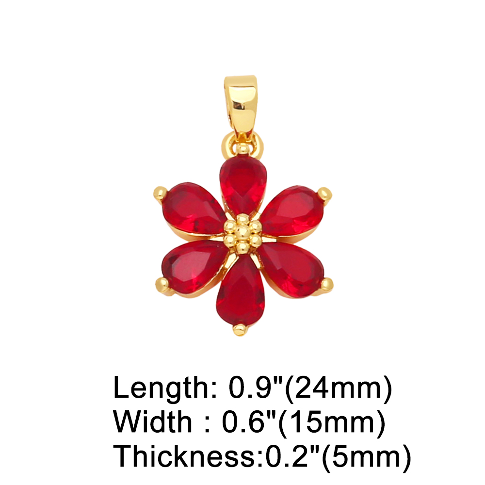 Fashion Flower Copper Gold Plated Zircon Jewelry Accessories 1 Piece