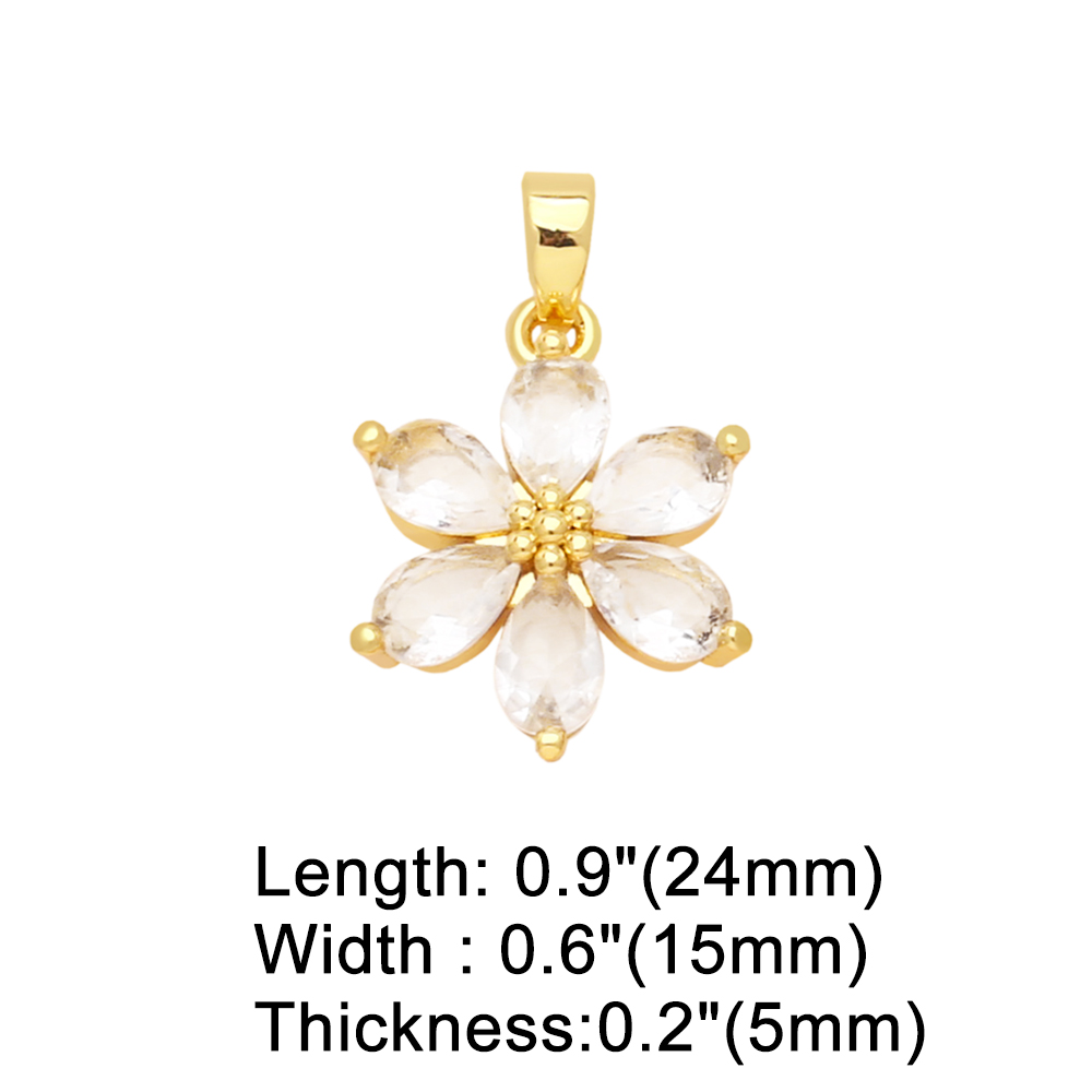 Fashion Flower Copper Gold Plated Zircon Jewelry Accessories 1 Piece