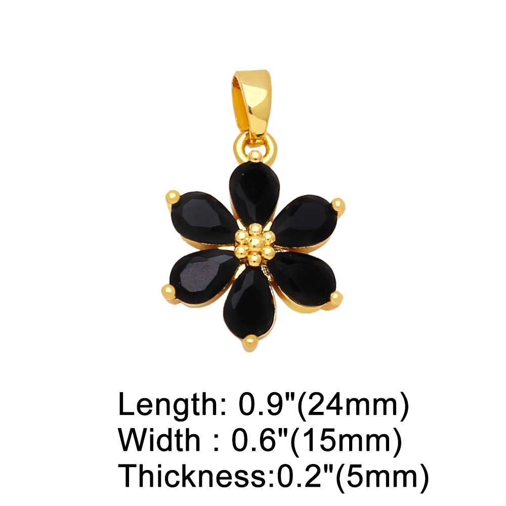 Fashion Flower Copper Gold Plated Zircon Jewelry Accessories 1 Piece