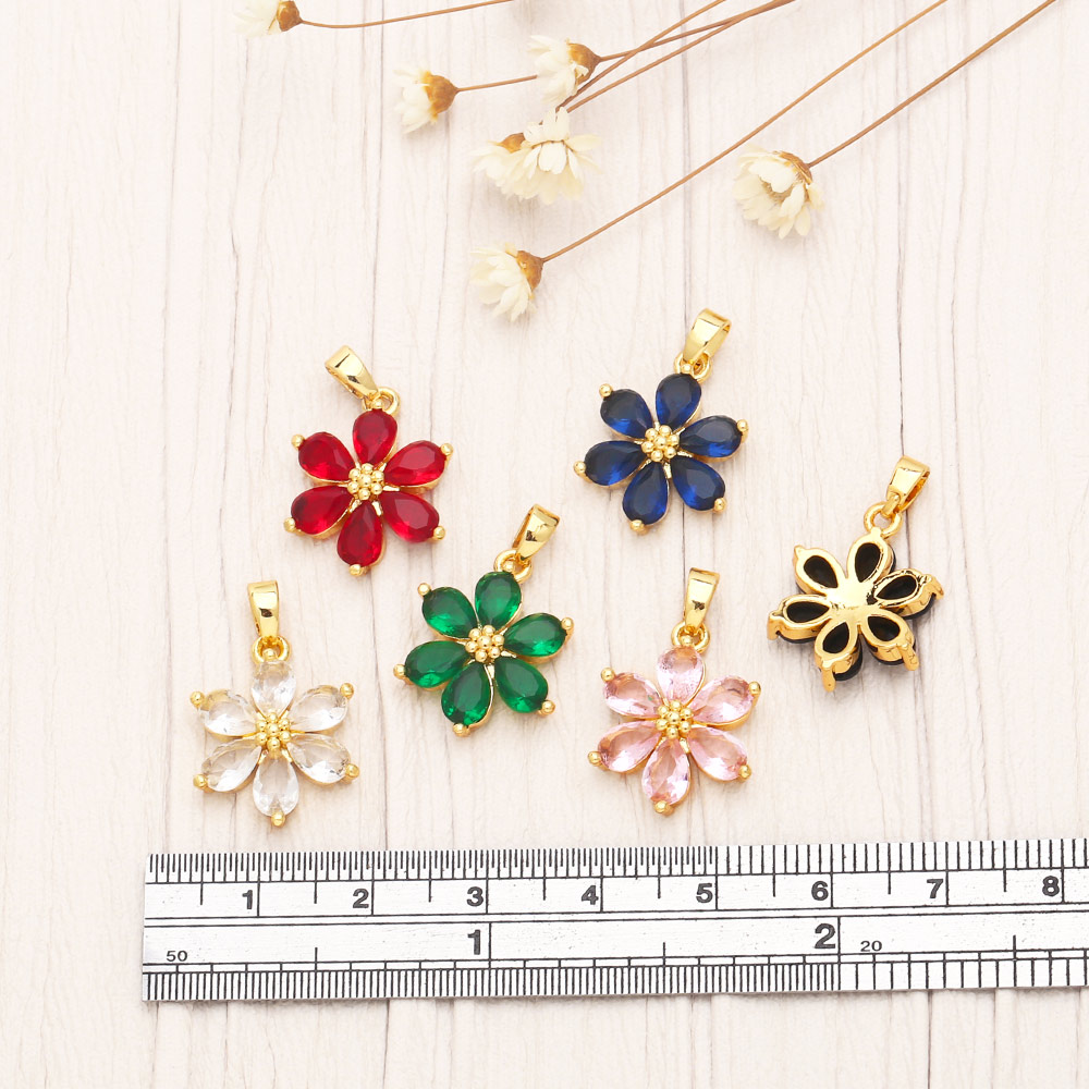 Fashion Flower Copper Gold Plated Zircon Jewelry Accessories 1 Piece