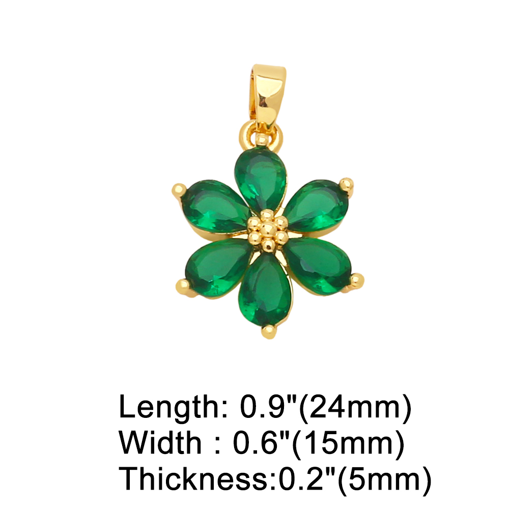 Fashion Flower Copper Gold Plated Zircon Jewelry Accessories 1 Piece