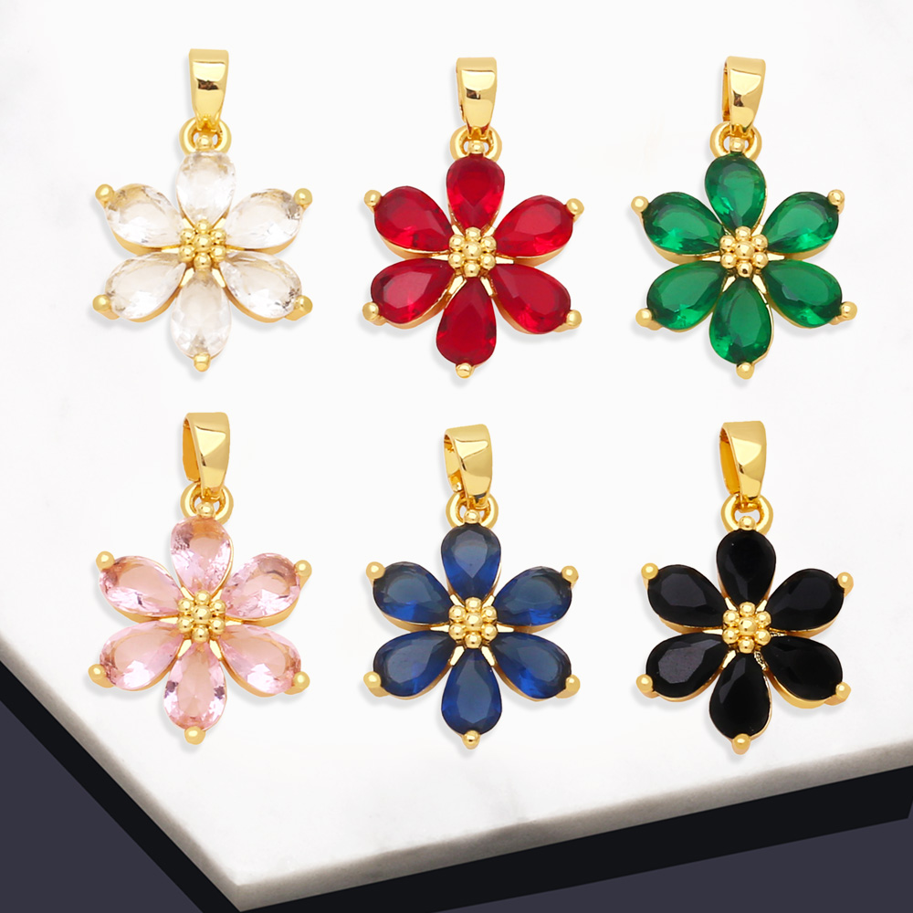 Fashion Flower Copper Gold Plated Zircon Jewelry Accessories 1 Piece