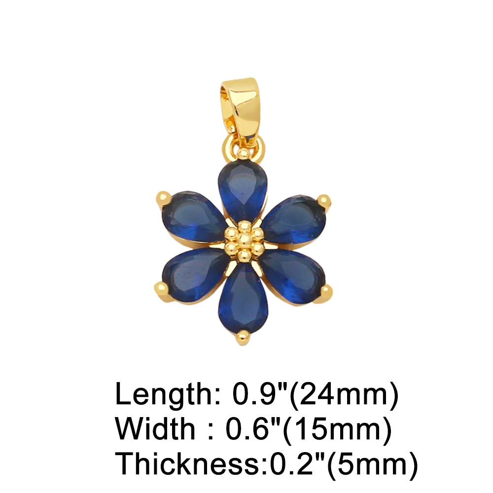 Fashion Flower Copper Gold Plated Zircon Jewelry Accessories 1 Piece