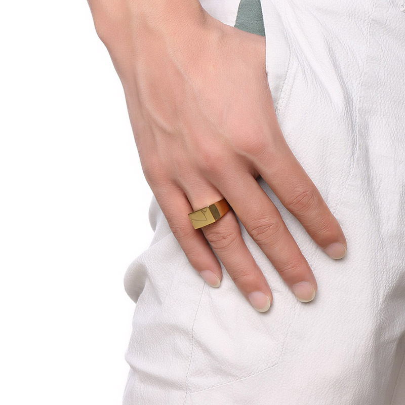 Fashion Square Stainless Steel Plating Rings 1 Piece