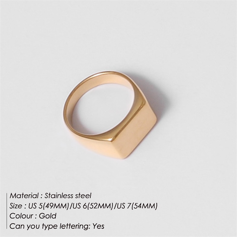Fashion Square Stainless Steel Plating Rings 1 Piece