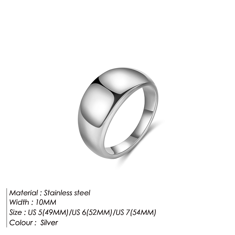 Simple Style Solid Color Stainless Steel Shiny Metallic Plating Rings 1 Piece