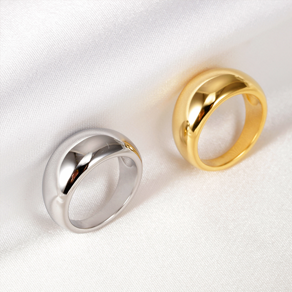 Simple Style Solid Color Stainless Steel Shiny Metallic Plating Rings 1 Piece