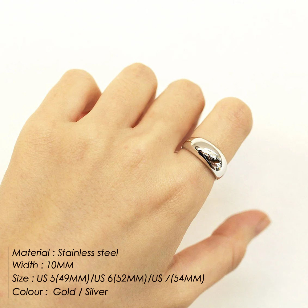 Simple Style Solid Color Stainless Steel Shiny Metallic Plating Rings 1 Piece