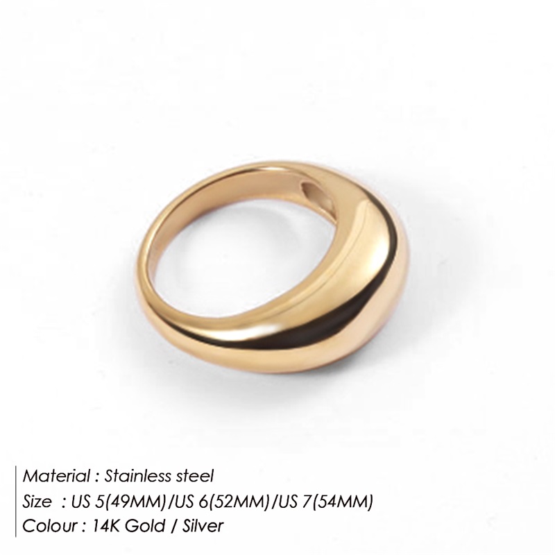 Fashion Solid Color Stainless Steel Rings 1 Piece