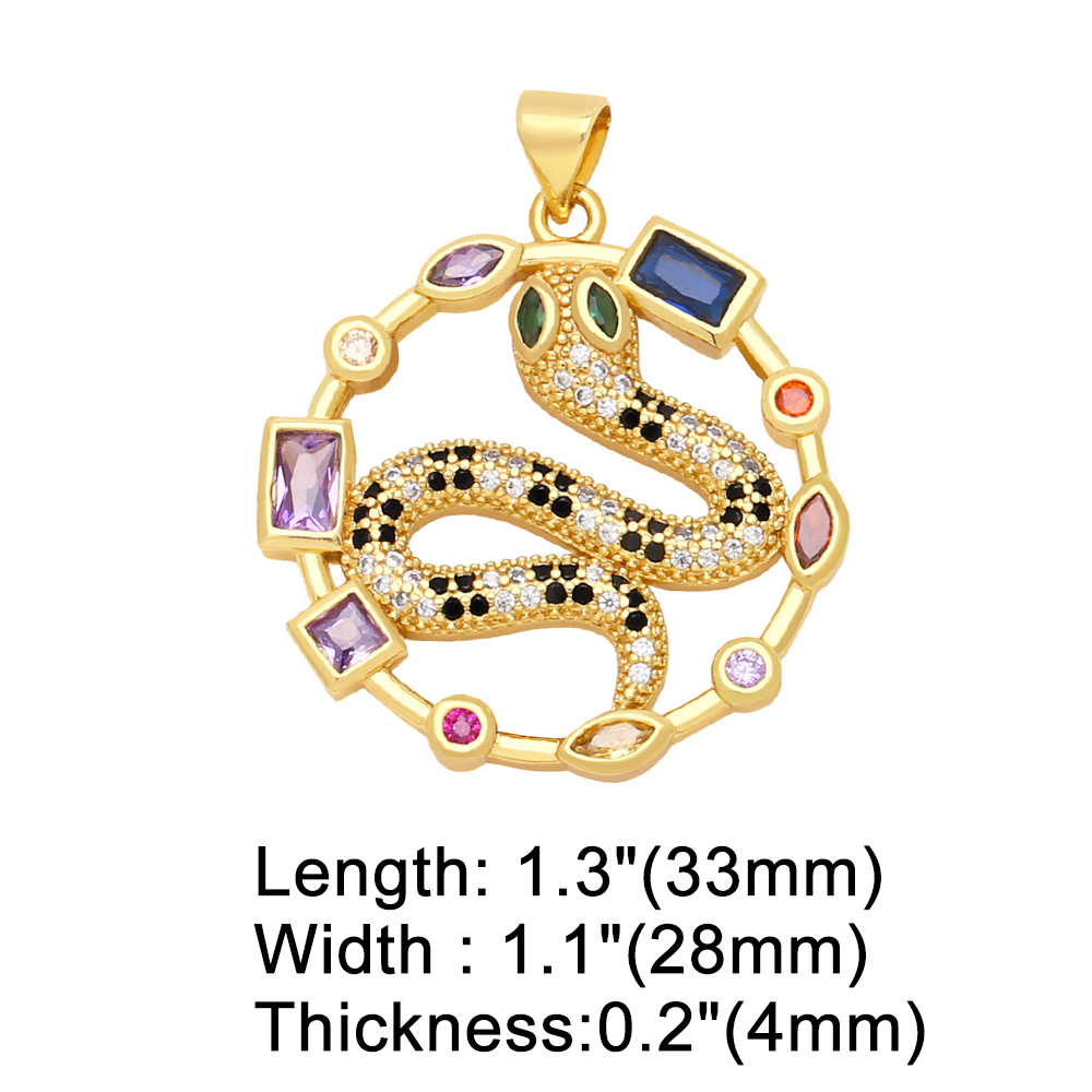 Hip-Hop Bear Snake Leopard Copper Gold Plated Zircon Jewelry Accessories 1 Piece