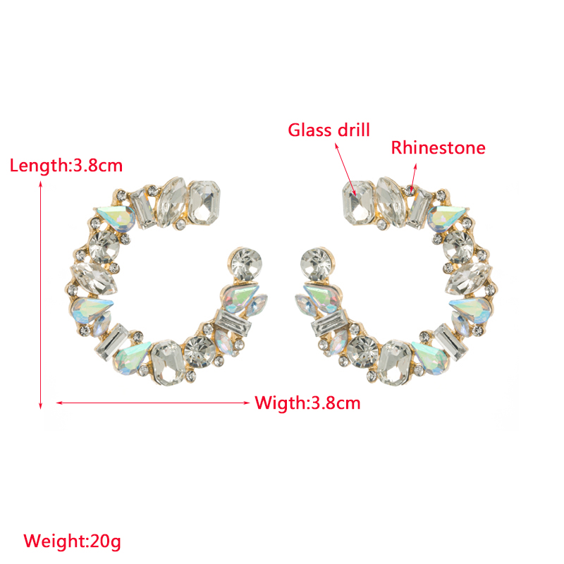 Simple Style C Shape Alloy Inlay Rhinestones Womenu0027S Ear Studs 1 Pair