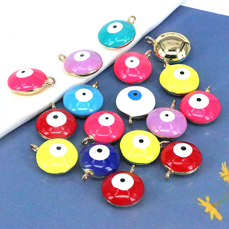 Fashion Round Devilu0027S Eye Gold Plated Enamel Copper Jewelry Accessories 1 Piece