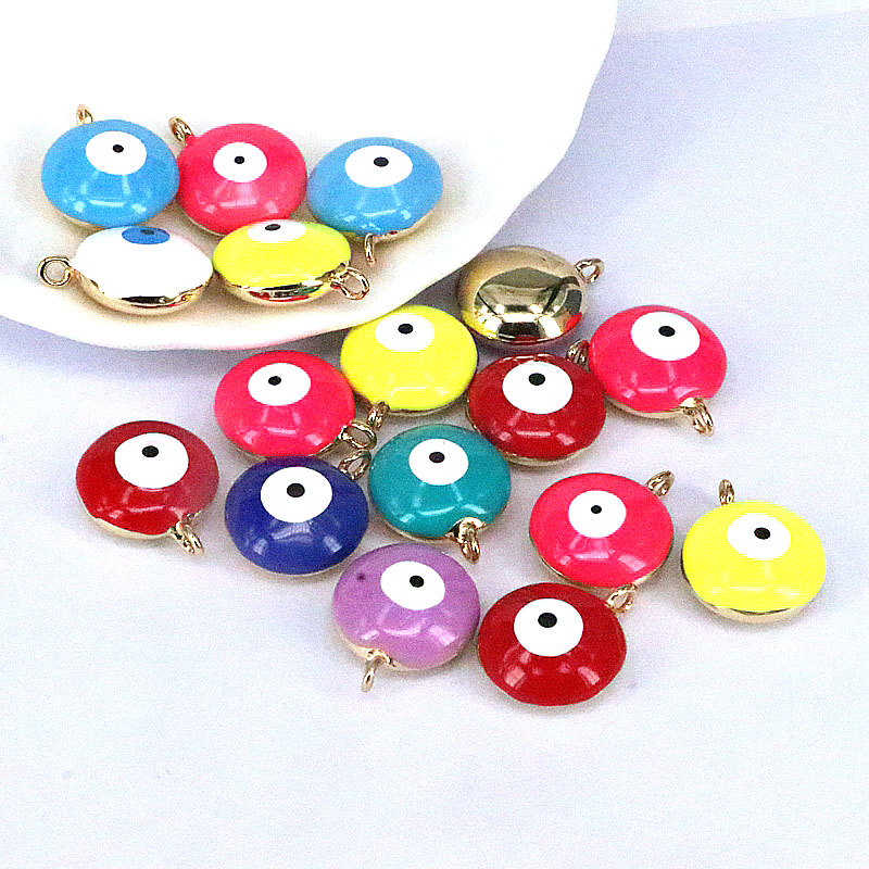 Fashion Round Devilu0027S Eye Gold Plated Enamel Copper Jewelry Accessories 1 Piece