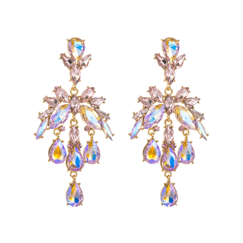 Classic Style Geometric Flower Alloy Inlay Rhinestones Womenu0027S Dangling Earrings 1 Pair