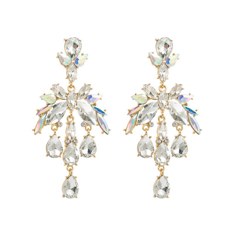 Classic Style Geometric Flower Alloy Inlay Rhinestones Womenu0027S Dangling Earrings 1 Pair