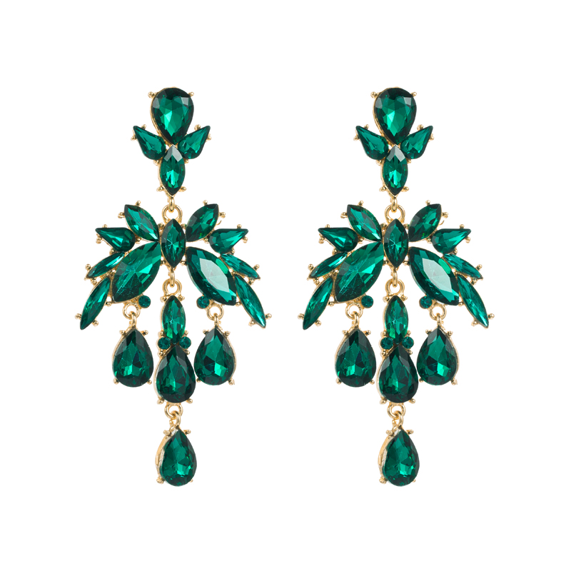 Classic Style Geometric Flower Alloy Inlay Rhinestones Womenu0027S Dangling Earrings 1 Pair