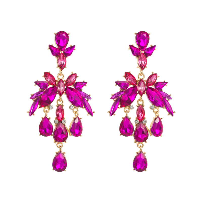 Classic Style Geometric Flower Alloy Inlay Rhinestones Womenu0027S Dangling Earrings 1 Pair