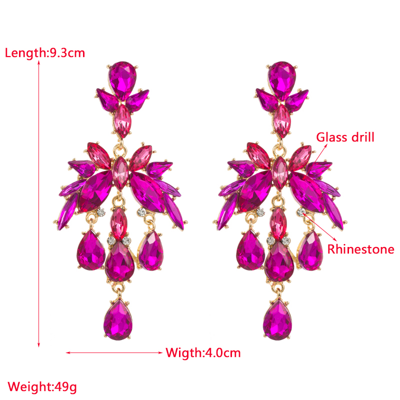 Classic Style Geometric Flower Alloy Inlay Rhinestones Womenu0027S Dangling Earrings 1 Pair