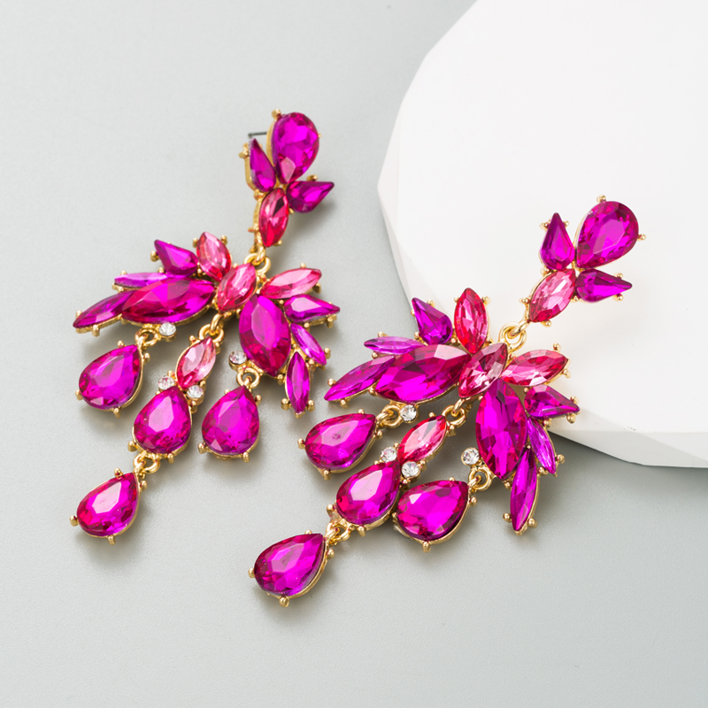 Classic Style Geometric Flower Alloy Inlay Rhinestones Womenu0027S Dangling Earrings 1 Pair