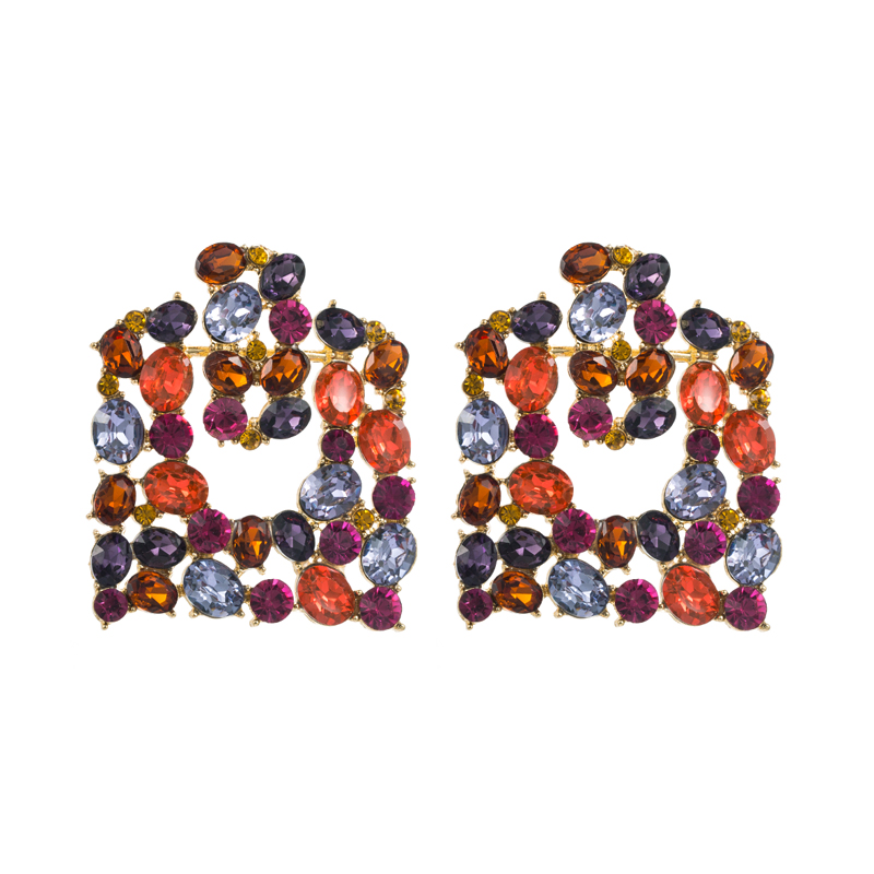 Vintage Style Square Alloy Inlay Rhinestones Womenu0027S Drop Earrings 1 Pair