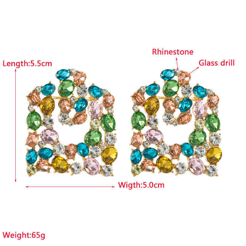 Vintage Style Square Alloy Inlay Rhinestones Womenu0027S Drop Earrings 1 Pair