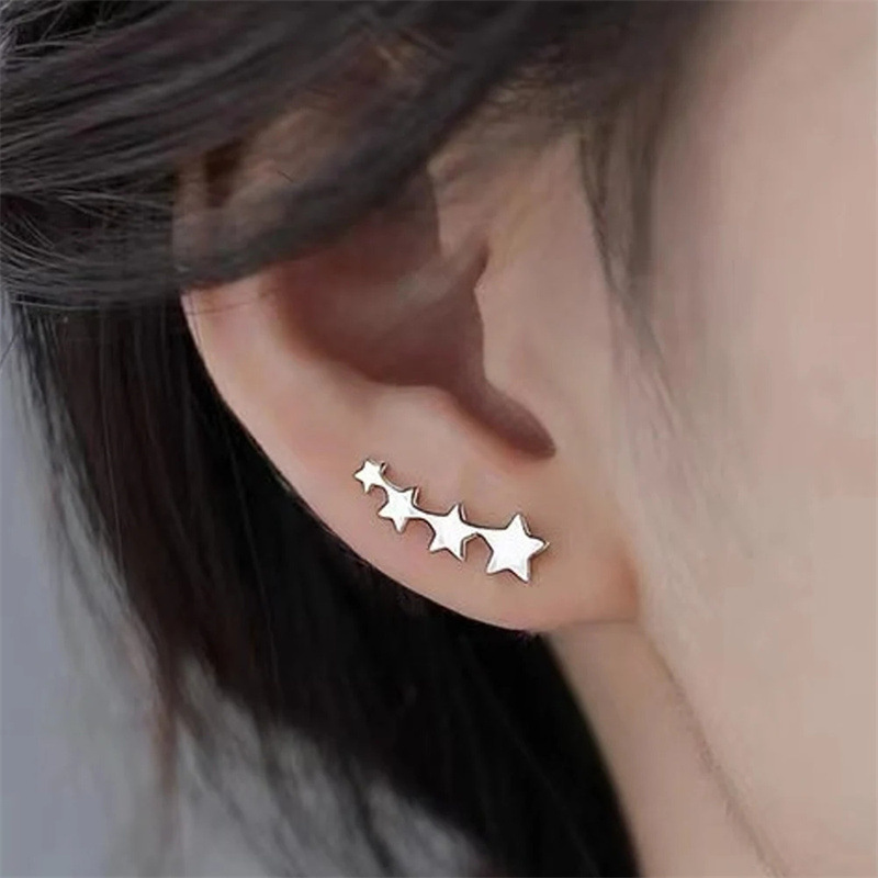 Fashion Pentagram Copper Plating Ear Studs 1 Pair