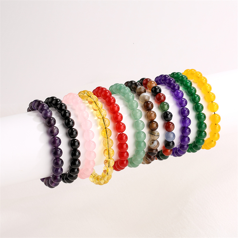 Retro Solid Color Beaded natural stone Unisex Bracelets 1 Piece