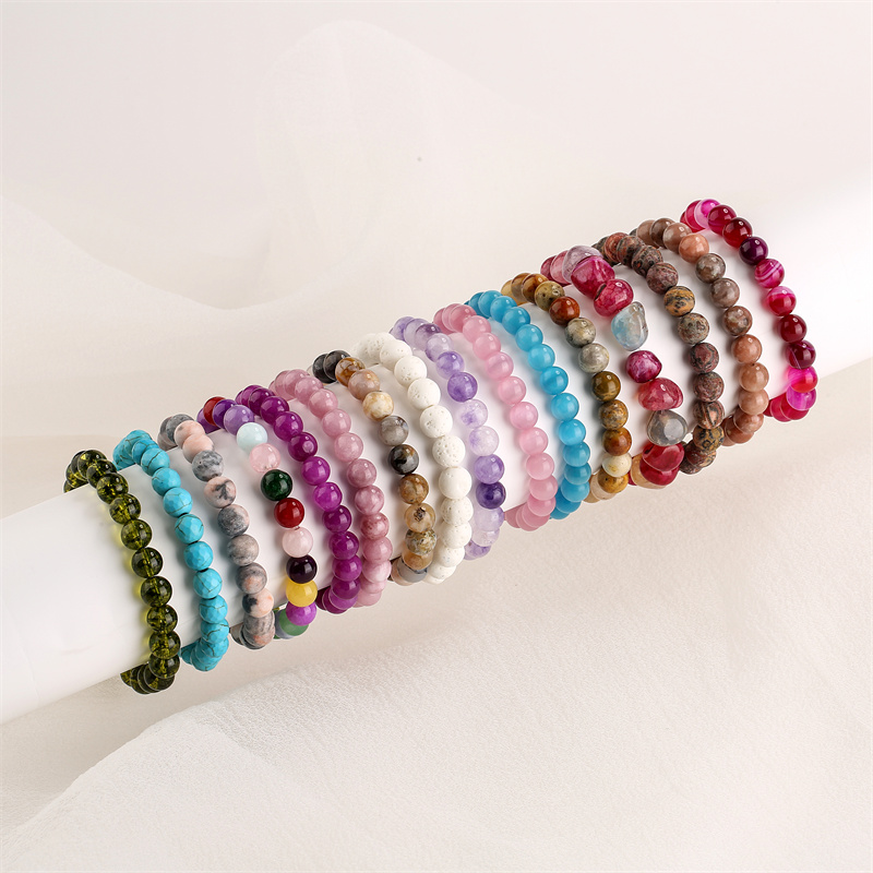 Retro Solid Color Beaded natural stone Unisex Bracelets 1 Piece