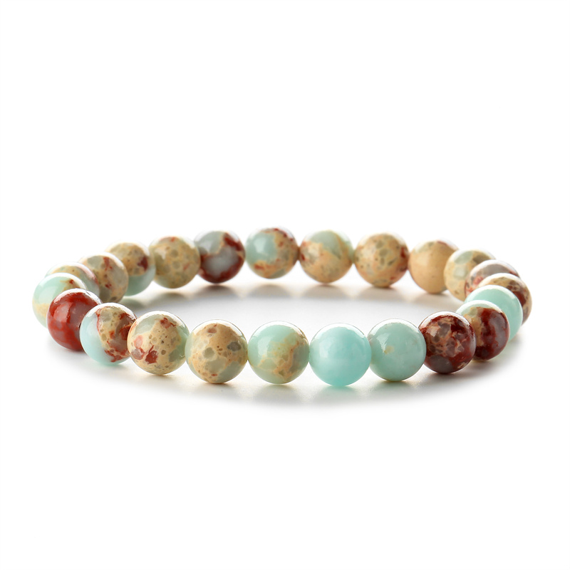 Retro Round Beaded natural stone Unisex Bracelets 1 Piece