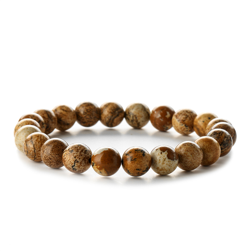 Retro Round Beaded natural stone Unisex Bracelets 1 Piece