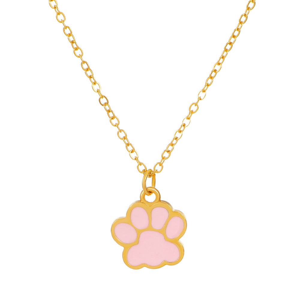 Fashion Paw Print Alloy Enamel Plating Unisex Pendant Necklace 1 Piece