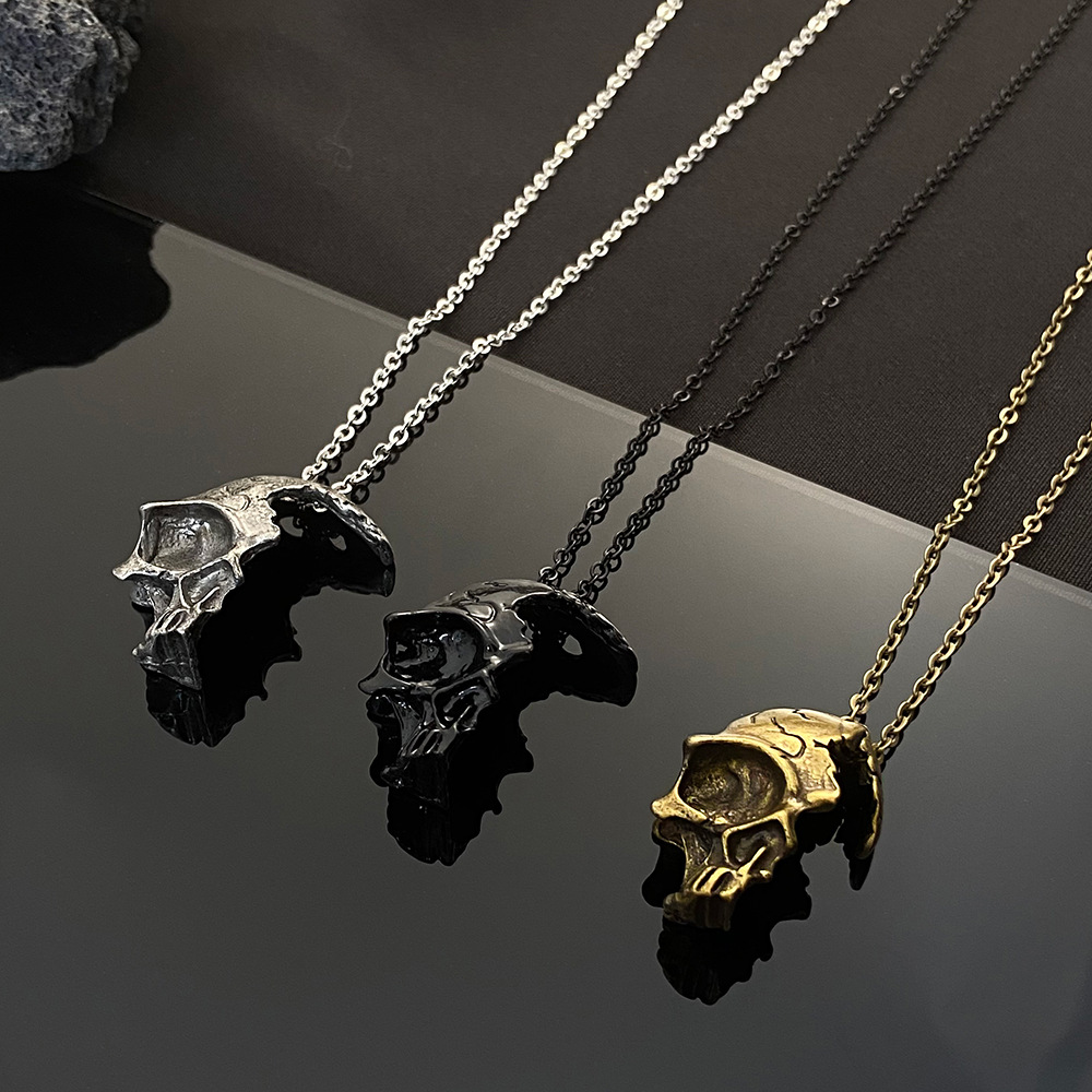 Gothic Skull Alloy Three-dimensional Unisex Pendant Necklace 1 Piece