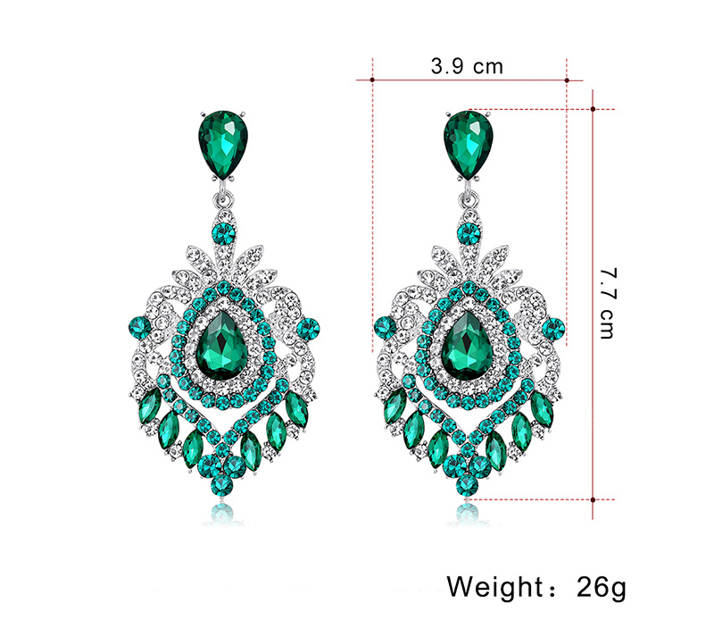 Fashion Water Droplets Alloy Hollow Out Inlay Rhinestones Womenu0027S Drop Earrings 1 Pair