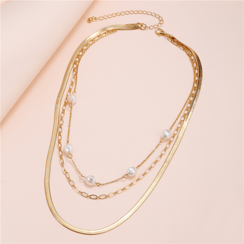 Fashion Solid Color Alloy Pearl Womenu0027S Layered Necklaces 1 Piece