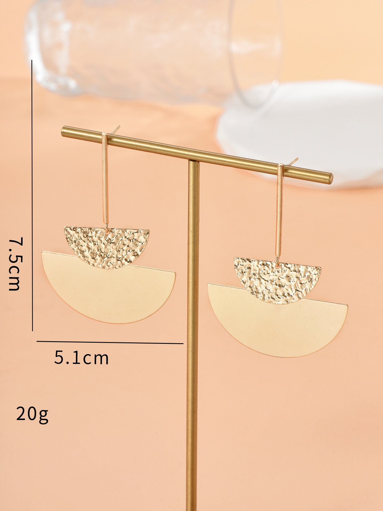 Fashion Semicircle Alloy Plating Pleated Womenu0027S Dangling Earrings 1 Pair