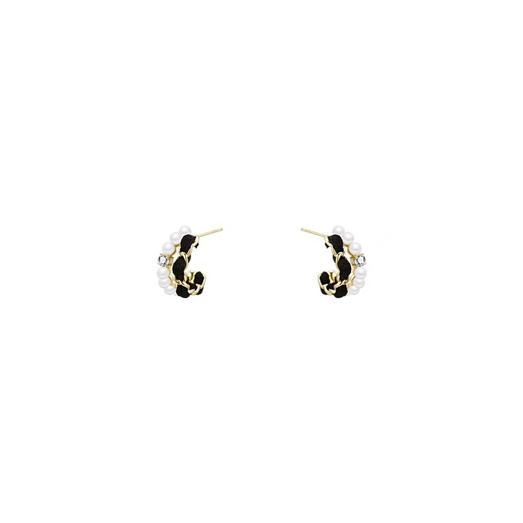 Classic Style C Shape Alloy Inlay Artificial Pearls Rhinestones Womenu0027S Ear Studs 1 Pair