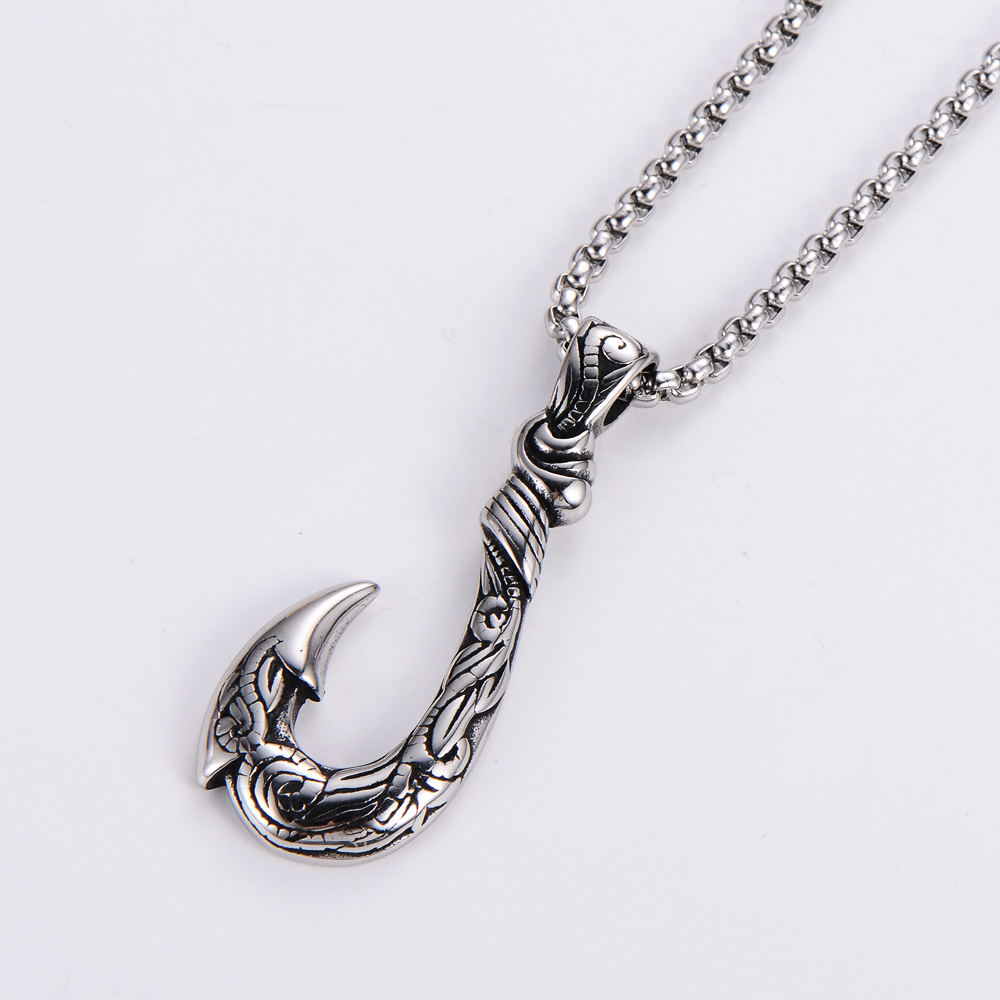 Hip-Hop Hook Stainless Steel Polishing Pendant Necklace 1 Piece