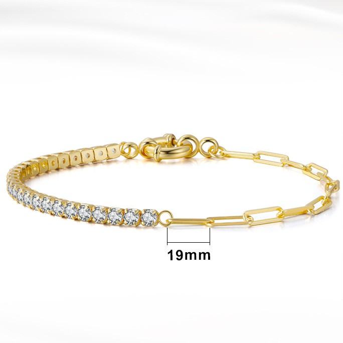 Simple Style Geometric Sterling Silver Plating Zircon Bracelets