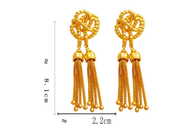 Retro Tassel Knot Copper Plating Drop Earrings 1 Pair