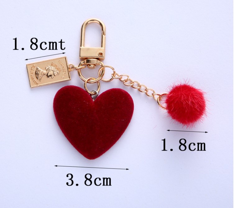 Cute Heart Shape Alloy Flocking Womenu0027S Keychain 1 Piece