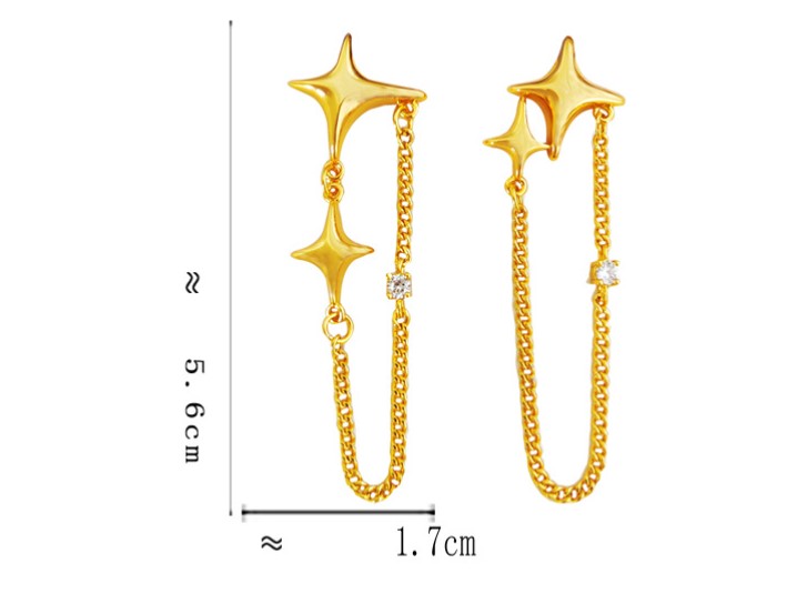 Fashion Star Copper Plating Chain Inlay Zircon Drop Earrings 1 Pair